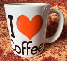 Image of Tea Coffee Mug i love Coffee printed Large Handle Handmade in UK