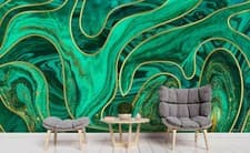 Image of 3D Green Flowing Texture Wallpaper Wall Mural Removable Self-adhesive 51