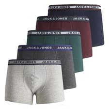 Image of Jack & Jones Boys Boxers, 5 Pack - Jacoliver Trunks, Cotton Stretch,...