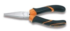 Image of Long Flat Knurled Nose Pliers Bi-Material Handles 160mm - Beta Tools 1008BM 160