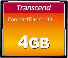 Image of Transcend 4GB Compactflash 133 Memory Card (CF Card) up to 50/20 Mb/S, Supports