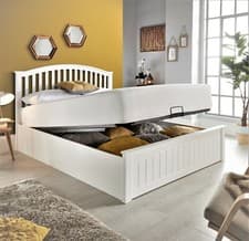Image of Grace White Wooden Ottoman Storage Bed Double and King Bed with Mattress Options