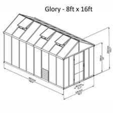Image of Garden Greenhouse Palram Canopia Glory Silver (Sizes 8x8ft, 8x12ft & 8x16ft)