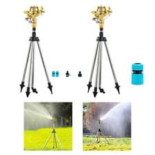 Image of Tripod Sprinkler Compatible with 3 4 Inch Hose for Large Lawn Irrigation