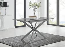 Image of LIRA Grey High Gloss 120-160cm Extendable Kitchen Dining Table - Seconds