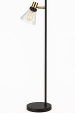 Image of Treno Floor Lamp Black Gold – Modern Glass Shade Mid Century Standing Light