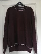 Image of Ted Baker Men's Jumper TB 3 UK Medium Sepal Deep Purple Textured Crew Neck BNIB