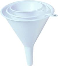 Image of Chef Aid Set of 3 Funnels White 10E01749 Plastic with SLIMLINE NECK Bright White