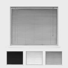 Image of ALUMINIUM METAL VENETAIN BLINDS 25mm SLATS WHITE SILVER BLACK