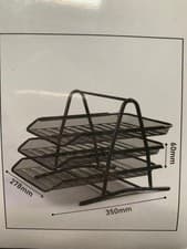 Image of Metal Black/Silver A4 Document Letter Organiser Mesh Tray Removable Compartments