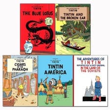 Image of Herge Adventures of Tintin Series 1 : 5 Books Collection Set Broken Ear, Blue