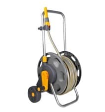 Image of Hozelock 60m Assembled Hose Cart 2435 with 50m Garden Hose Pipe, Wheels & Handle
