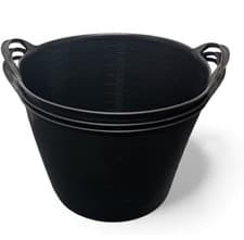Image of 42L Heavy Duty Black Flexible Trug Bucket with Handles – Pack of 3