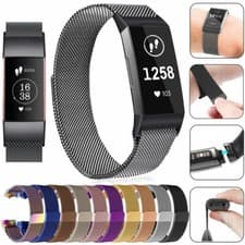 Image of For Fitbit Charge 4 / 3 Stainless Steel Metal Loop Watch Band Magnetic Strap
