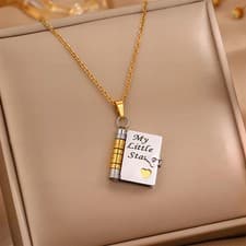 Image of Book Necklace Can Be Opened And Engraved Clavicle Necklace Gift For Daughter