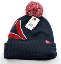 Image of Reebok Unisex Adult Navy Combo Logo Intarsia Pom-Pom Beanie Hat Cozy Soft NWT