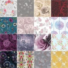 Image of FLORAL WALLPAPER FLOWERS ROSES BLOOM WISTERIA GLITTER METALLIC & MORE