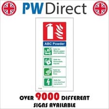 Image of SIGN ABC Powder Extinguisher ID Safe For Wood Gaseous Electric Fires FI149A