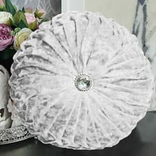 Image of New Luxury Super Soft Crush Velvet Cushion Diamond Filled Scatter Round Cushion