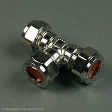 Image of Compression Equal Tee Chrome 12mm, 15mm, 22mm or 28mm