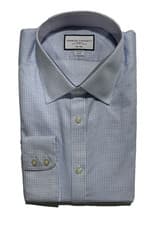 Image of Charles Tyrwhitt 17/35 Extra Slim Fit Cornflower Blue Mini Grid Check LS Shirt