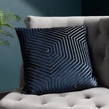 Image of Paoletti Evoke Navy Velvet Feather Fill Cushion 2 Pack, 45 x 45 cm - 5672/5703