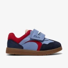 Image of Clarks Boys Disco Vibe Toddler Blue Combination Trainers Leather Casual