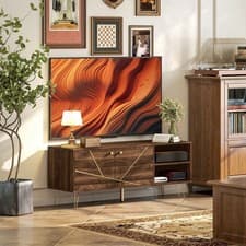 Image of Brown TV Stand Cabinet For Up To 60 Inch TV 130cm Unit With Storage