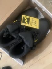 Image of Black Leather Ankle Safety Boots UK Size 6 EU 39
