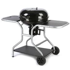 Image of 22” Charcoal Kettle BBQ Grill – Enamel Coated with Side Tables, Storage & Wheels