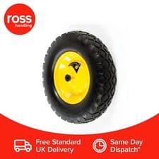 Image of 400mm Haemmerlin Puncture Proof Wheelbarrow Wheel Yellow Garden DIY 14mm Bore UK