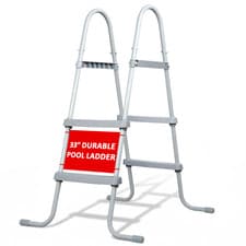 Image of 33 inch Pool Step Ladder Double Sided Above Ground Metal Frame Swimming Pool