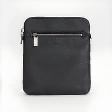 Image of HUGO BOSS Highway All Leather Zip Bag  50529289 Black