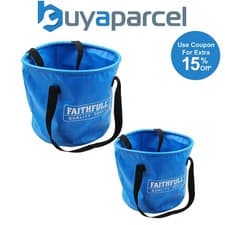 Image of Faithfull Waterproof Collapsible Buckets 20L and 12L Plumbers Drain Down Buckets