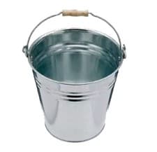 Image of 10 Litre Galvanised Bucket Wooden Handle Strong Metal Heavy Duty Bucket Steel UK