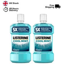 Image of Listerine Cool Mint Antibacterial Mouthwash 2x250ml Fresh Breath Gum Care