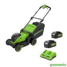 Image of Greenworks 48V 41Cm Cordless Lawn Mower + 2 X 24V (4Ah) Batteries + Dual Charger