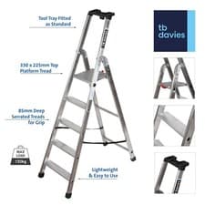 Image of TB Davies Industrial Pro Platform Step Ladders Available in Sizes 3 - 12 Tread