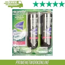 Image of 1 x Nicorette Quickmist Cool Berry Duo Mouthspray 2 x 150 Sprays Nicotine ⭐⭐⭐⭐⭐