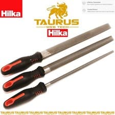 Image of 3 Pc HILKA 8" Engineers File Set 200mm Flat Half Round Workshop Soft Grip DIY UK