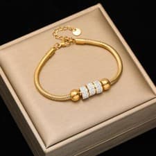 Image of Stainless Steel Twisted Women Bracelet Bangles Trendy Gold Plated Wrist Chain
