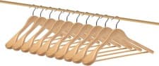 Image of Hangerman Wooden Suit Hangers, 10 Pack Wood Coat Hangers, Jacket Outerwear Shir