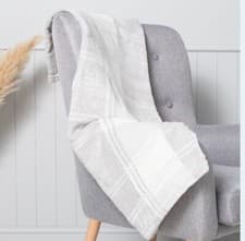 Image of Check Grey White Checked Ultra Soft Throw Sofa Blanket Cosy Bed Fleece Supersoft
