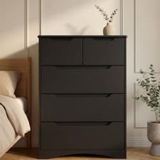 Image of Modern Wooden 5 Drawer Chest of Drawers Storage Cabinet for Bedroom