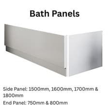 Image of Modern High Gloss White Acrylic Bath Panel Bathroom Front Side End Many Sizes