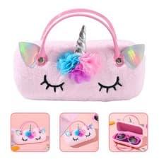 Image of Plush Unicorn Glasses Case Handheld Eyeglass Case for Kids Girls sunglasses case