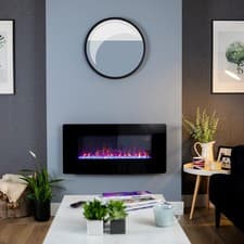 Image of Electric Fire 1.5kW LED Black Focal Point Fires Pasadena Realistic Flame Remote