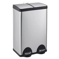 Image of Dual Pedal Recycling Bin 2 Compartment Kitchen Waste Rubbish Dustbin Silver