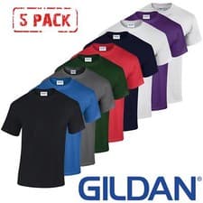 Image of 5 PACK Gildan Mens T-Shirt Heavy Cotton Plain Short Sleeve Tee Top Multi Colors