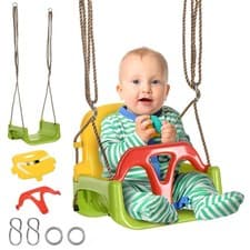 Image of Outsunny 3 in 1 Kids Swing Seat, Adjustable Toddler Swing Chair, Green